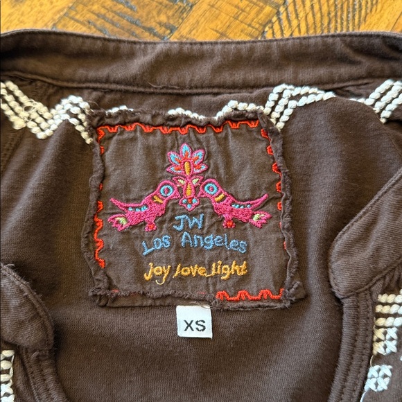 Johnny Was Brown Tunic with White Embroidery Women's XS - Picture 2 of 15
